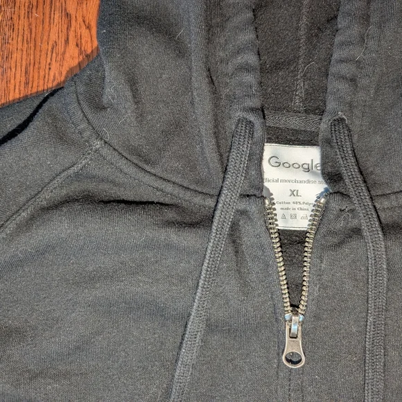 VGUC Unisex Black Official Google Merchandise Zip Up Hoodie Size XL - Picture 4 of 7